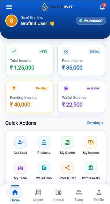 GROFINIT Mobile App Screenshot Header